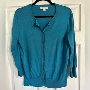 Women’s Merona Teal Blue Button Down Cardigan Sweater, size M